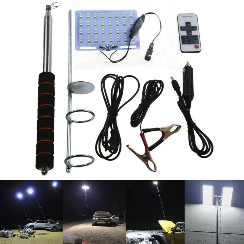 

Outdoor 48W Telescopic COB Rod LED Spotlight Fishing BBQ Camping Lantern Light Car Repair Lamp Fishing With RF Remote Control