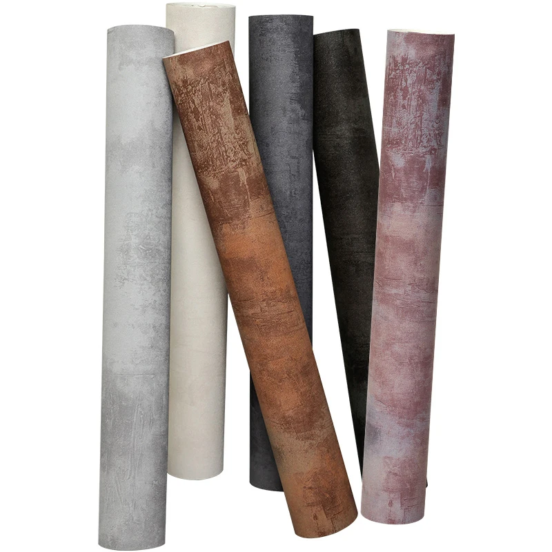 Темно-серая винтажная виниловая бетонная настенная бумага Ретро простая