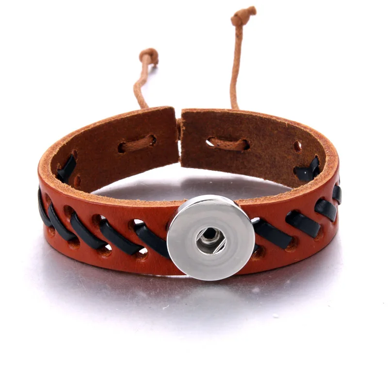 Wholesale Leather Baseball Snap Button Bracelet Braided Bracelets for Women Men Buttons Jewelry |