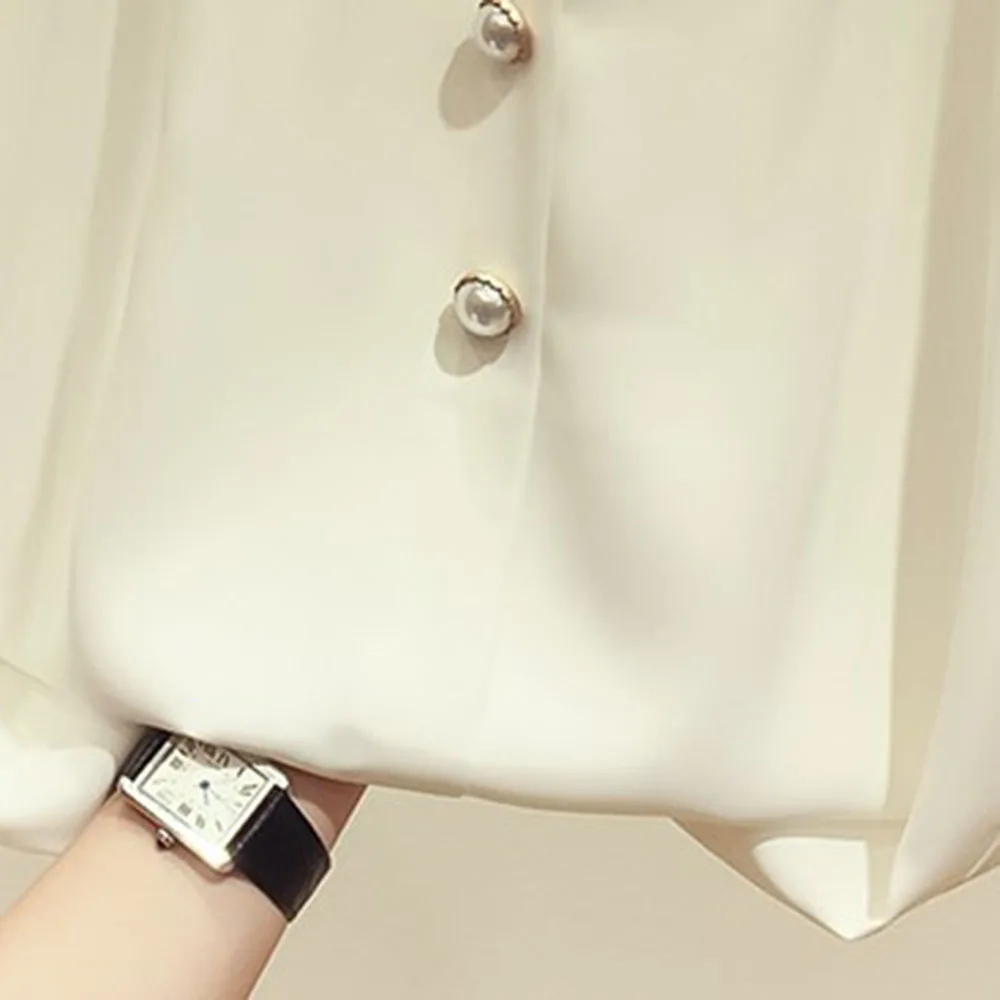 

Summer Elegant Vintage Office Ladies Chiffon Korean Women Blouses Casual Plus Size Loose Plain Button Female Fashion Top Shirts