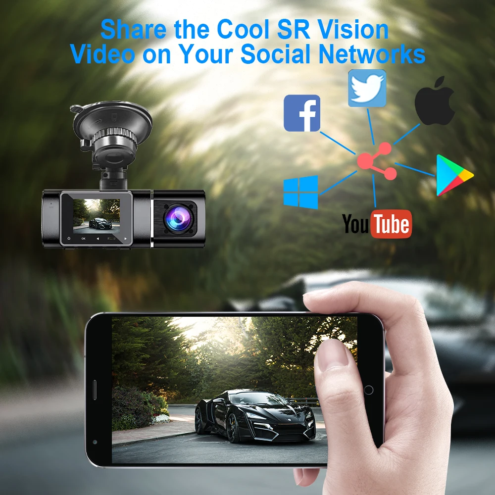 Видеорегистраторы камера заднего вида Dash Cam 1080P Full HD видео Регистраторы Ночное