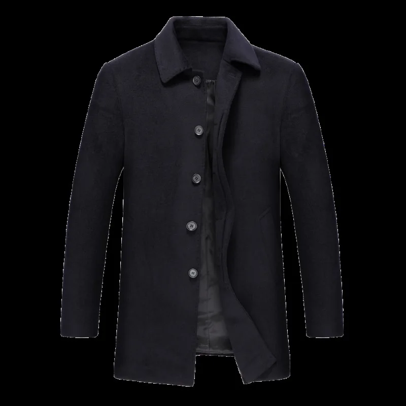 

Autumn and winter new men's fattening plus size tweed coat men's fat Lapel woollen coat men's one hair substitute