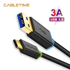 Кабель USB Type-C Cabletime, USB 3,0, Type-C 3,1, кабель для быстрой зарядки и синхронизации данных, 3 А, для ноутбука Samsung Galaxy S9, Note 8, 9, Huawei N039