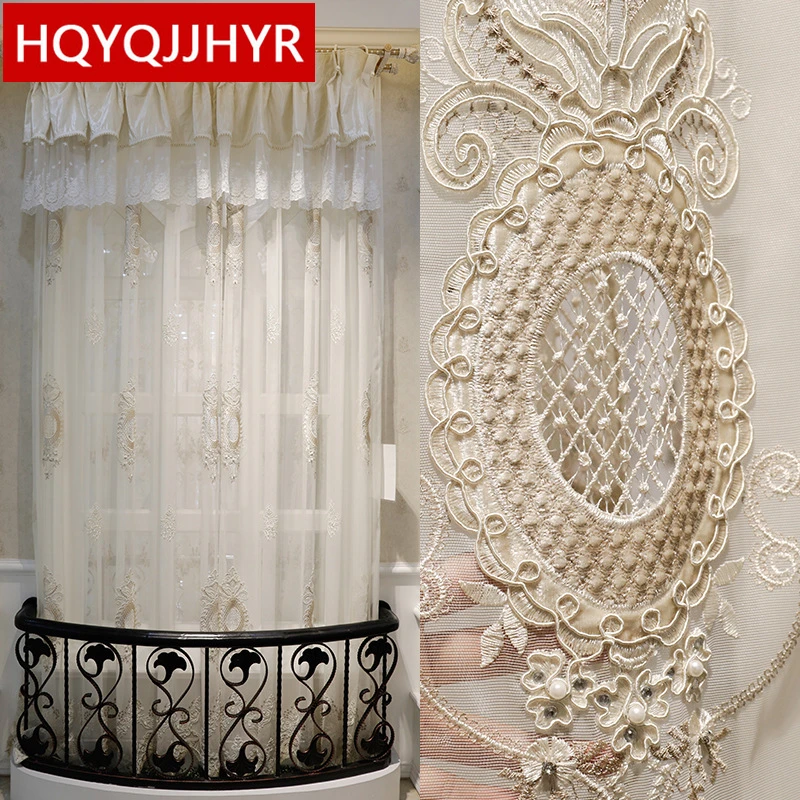 

Modern Luxury Villa Embroidered Voile Curtain For Living Room Windows High Quality Elegant Hotel For Tulle Bedroom