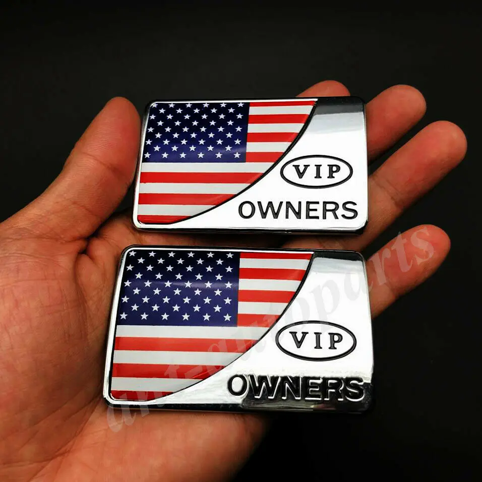 

2 шт., металлические наклейки с американским флагом США