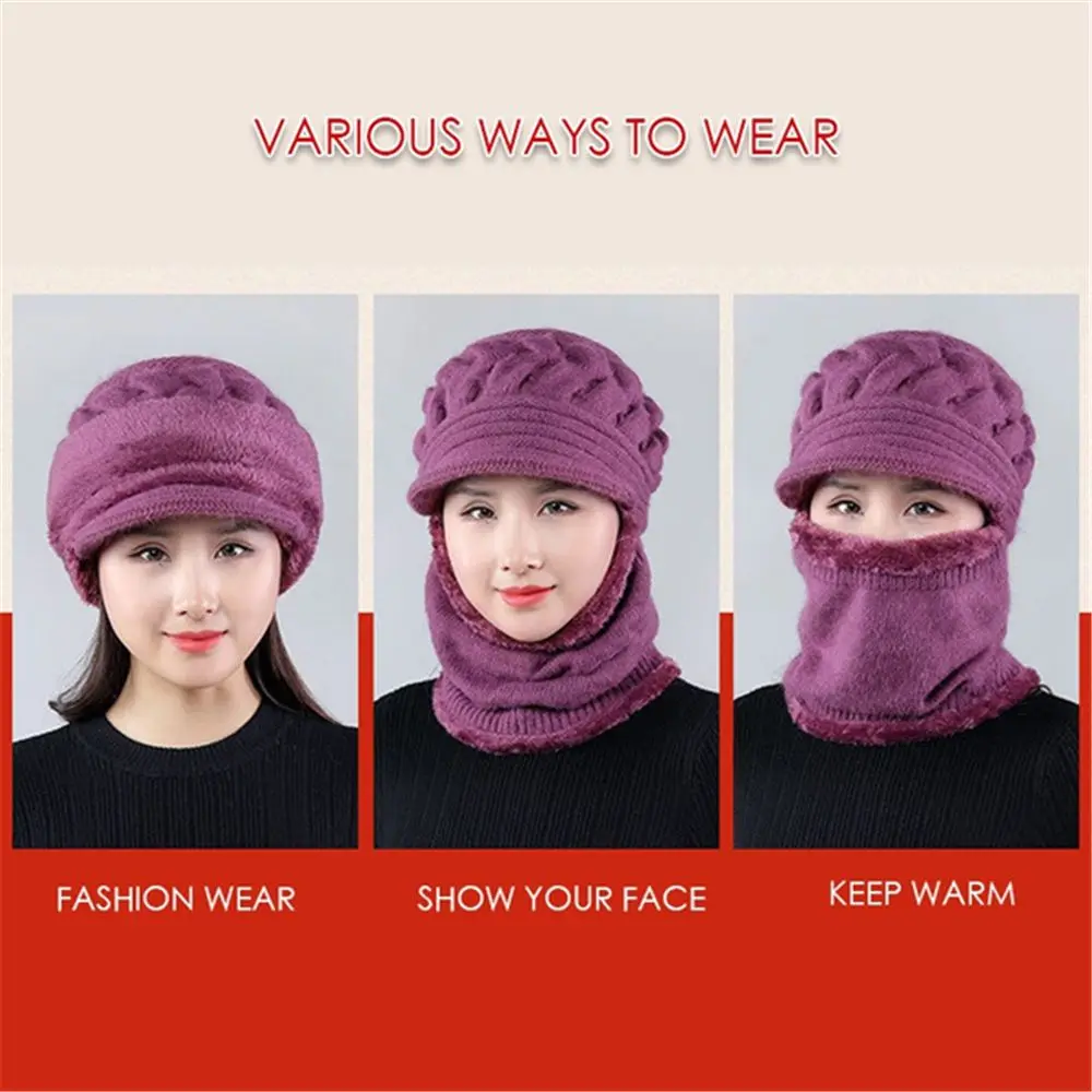 Зимняя женская шерстяная шапка с бархатным утеплителем теплая ветрозащитная