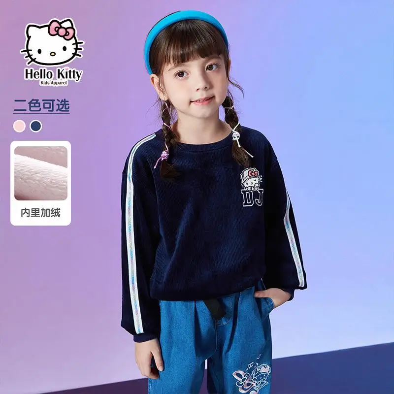 

TAKARA TOMY winter 2021 new cute cartoon Hello Kitty warm and velvet comfortable sweet pullover children's sweater
