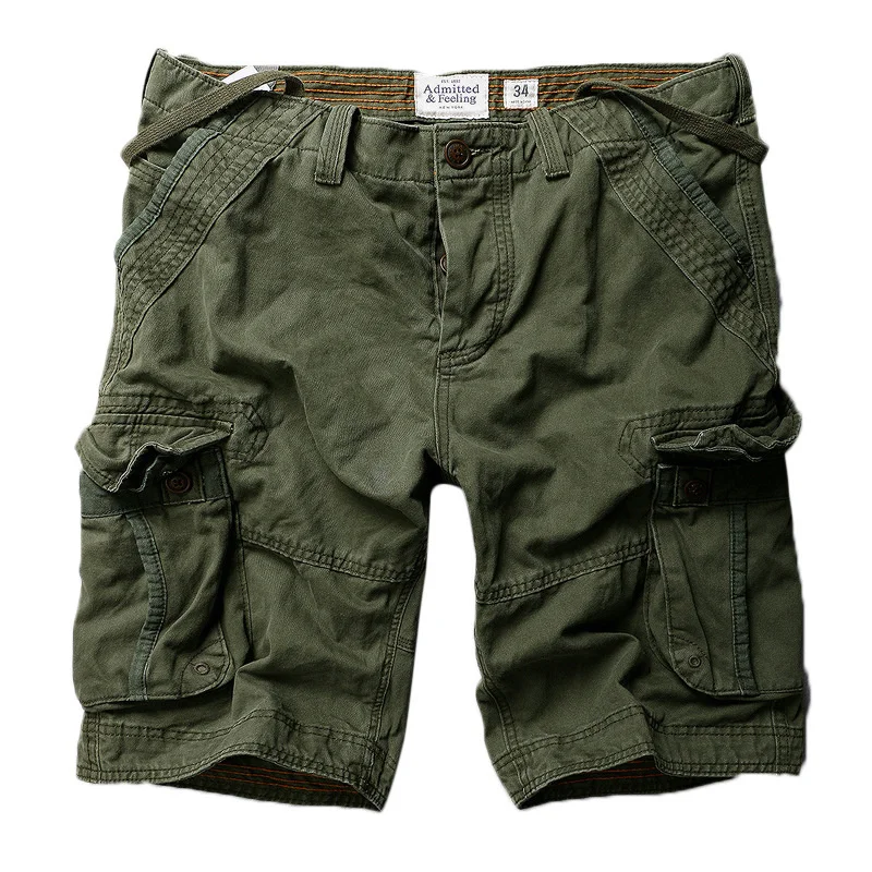 

Men's 2021 Summer High Quality Loose Camouflage Cargo Shorts Men Multi-Pocket 100% Cotton Street Military Work Beach Shorts