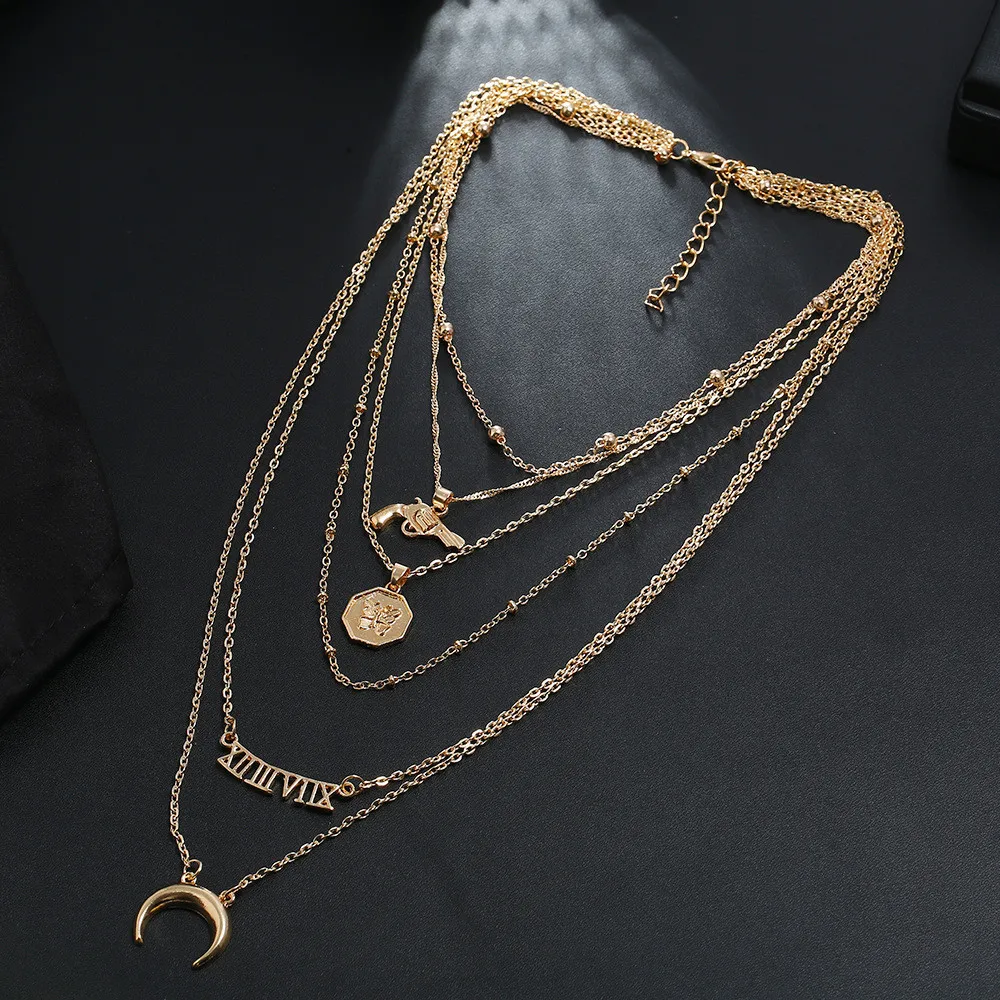 Винтажное многослойное ожерелье-чокер MLING из золотого сплава модное ожерелье с