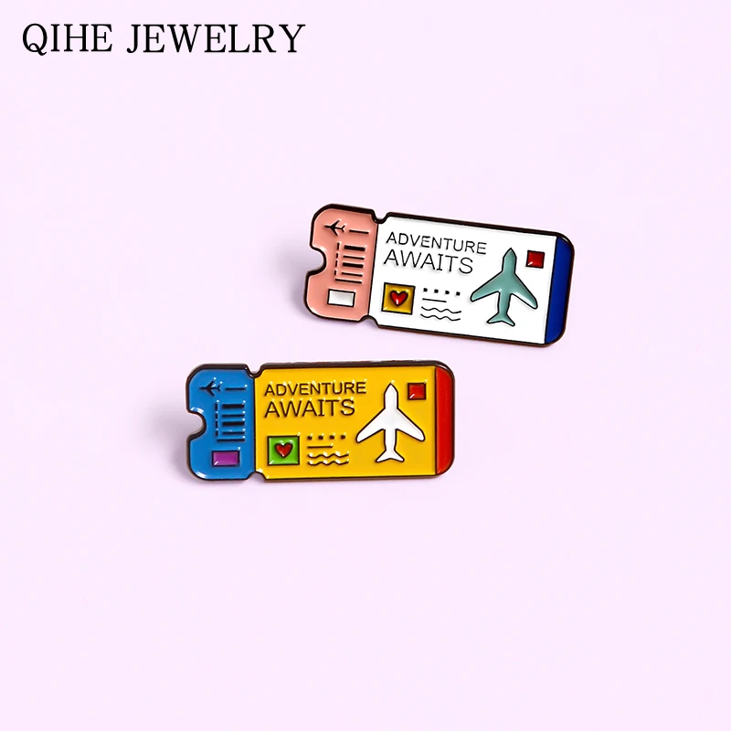 Заколки для воздушных билетов броши на лацкан в стиле приключений эмалированная