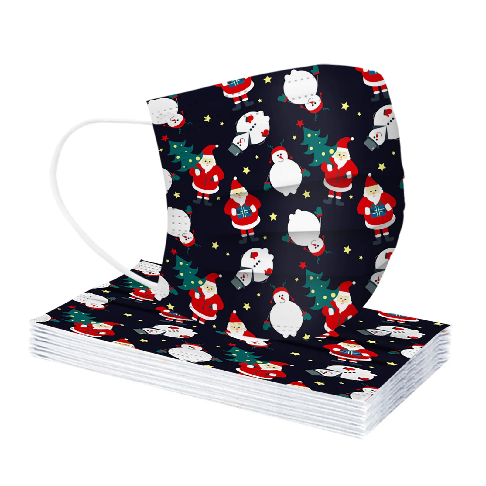 

Christmas Cartoon Snowman Santa Penguin Cats Pattern Printing Mask Adults Disposable Face Mask Industrial 3Ply Non-woven