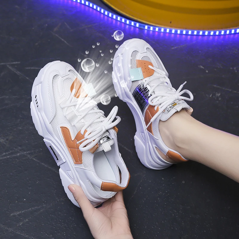 

Sandals Women 2021 Summer New Thin Single Mesh Breathable Thick-Soled Running Casual Shoes Vulcanized Shoes