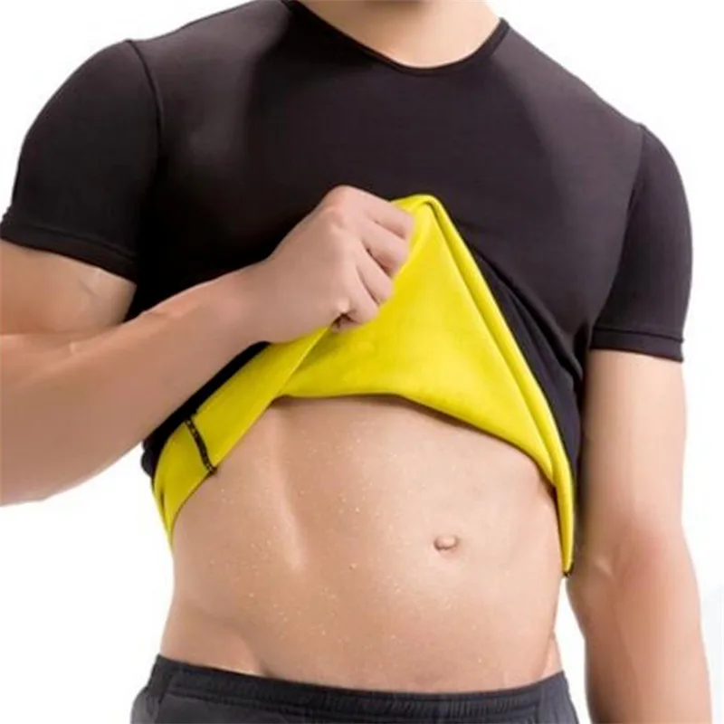 

Men's neoprene body shaper sauna sweating burning fat lose weight t-shirt slimming belt belly abdomen trimmer black shapewear