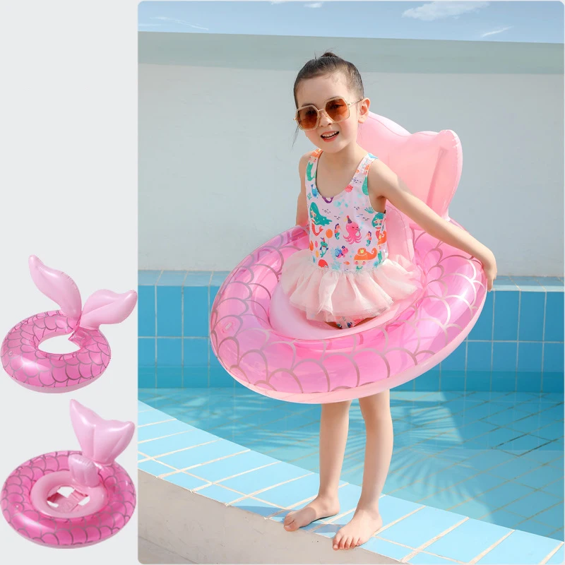

Children's 3D Swan Pink Mermaid Seat Ring Summer Outdoor Beach Toy Swimming Ring Baby Inflatable Seat Circle Pool Toys For Girls