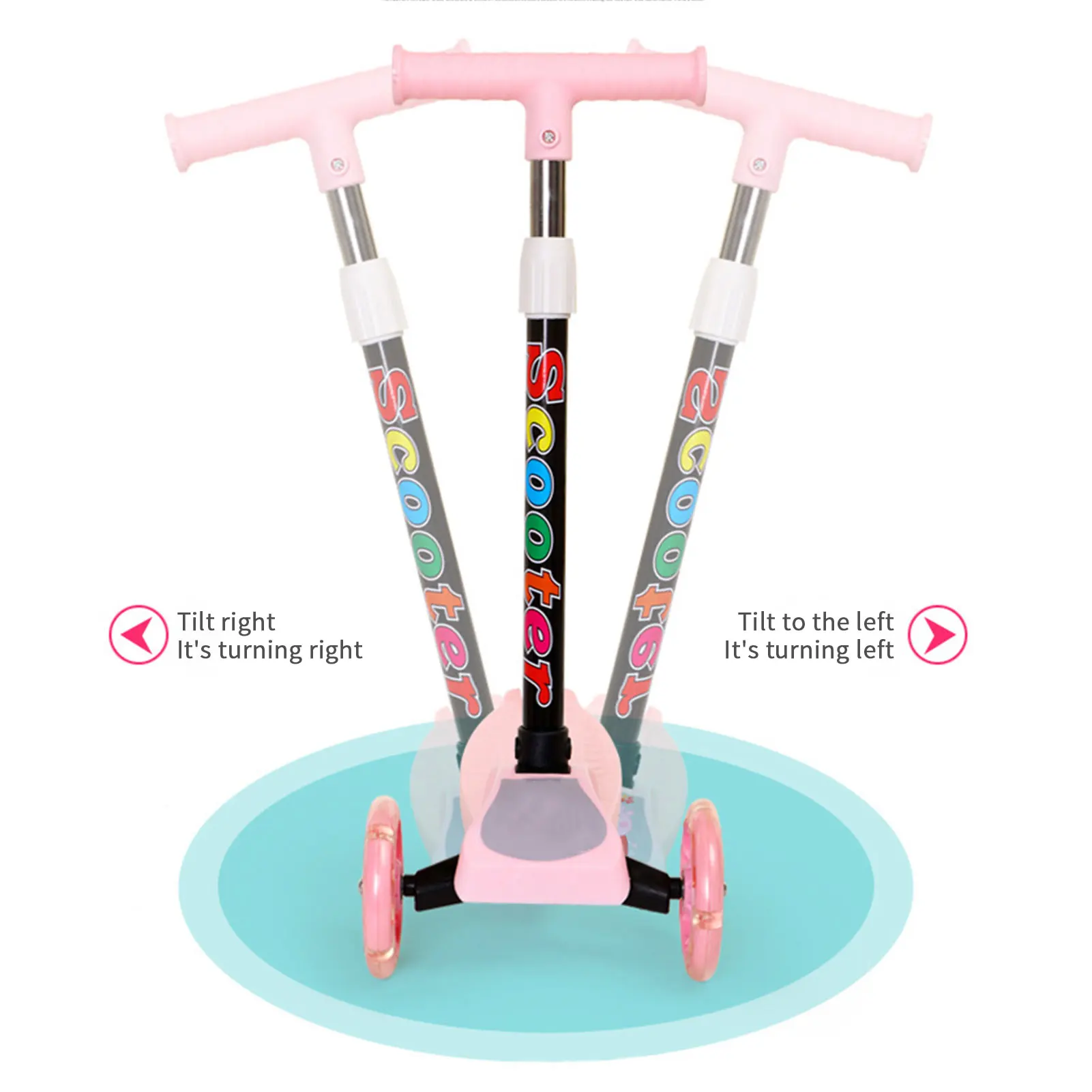 

3 Wheel Kick Scooter with Flashing Carbon Steel Pipe for Kids Aged 2 to 8 Safe and Easy Height adjustable 4 Colors Optional