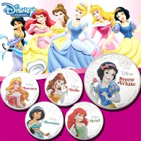 disney snow white commemorative coin cartoon anime pink lucky coin metal gilded game collectible silver color coin childrens toy