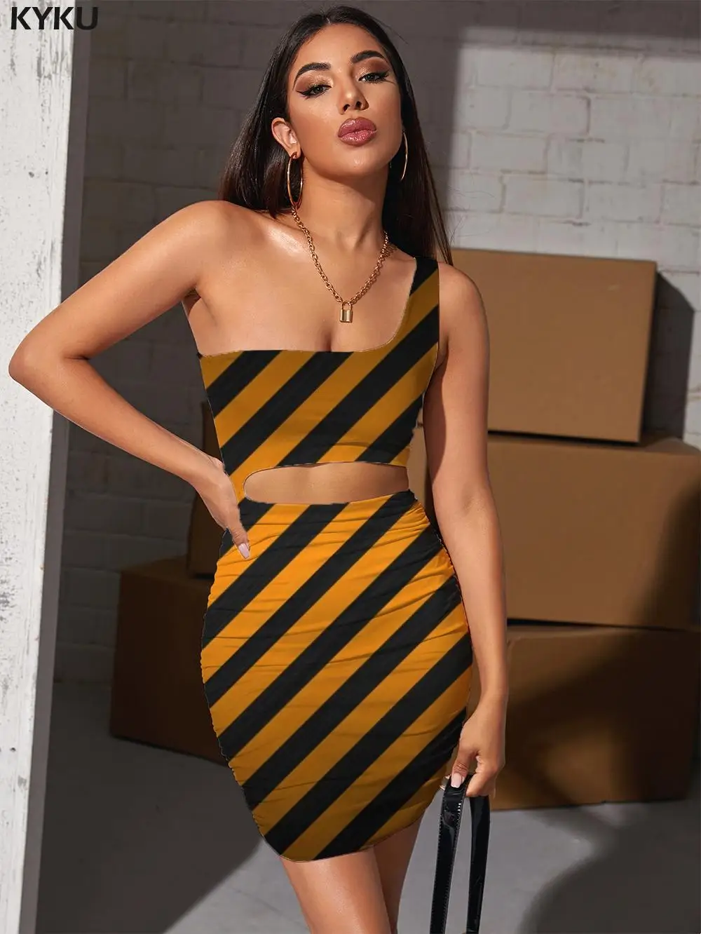 

KYKU Brand Stripe Dress Women Abstract Bodycon Dress Psychedelic Vestido Sexy Harajuku 3d Print Womens Clothing Plus Size New