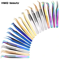 stainless steel eyelashes tweezers professional for lashes extension gold decor anti static eyebrow tweezers eyelash extension