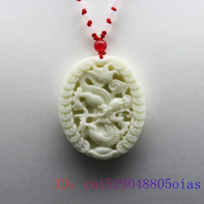

Jade Dragon Pendant Necklace Women Carved Jewelry Gift Amulet for Accessories Men Natural Charm Lucky Chinese White Fashion