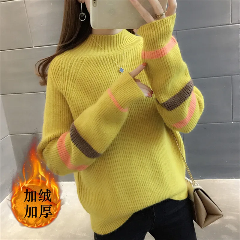 High Quality Women Fashion Turtleneck Sweater Winter Thick Warm Pullovers Female Long Sleeve Jumper Knitted Pullover W1802 | Женская