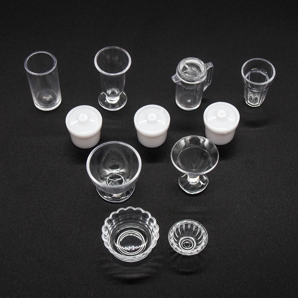 Odoria 1:12 Miniature 11PCS Clear Cups Set Beer Wine Tea Ice Cream Mug Tableware Kit Kitchen Dollhouse Accessories Decoration | Игрушки и