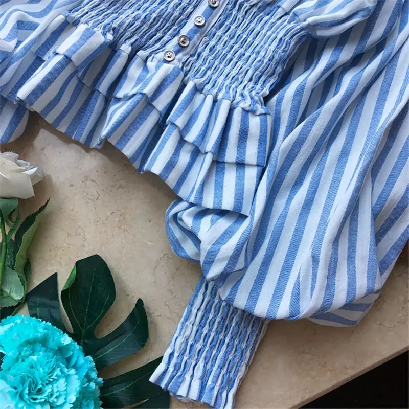 Военно-морского флота в полоску с рукавом-фонариком и Сексуальная Блузка