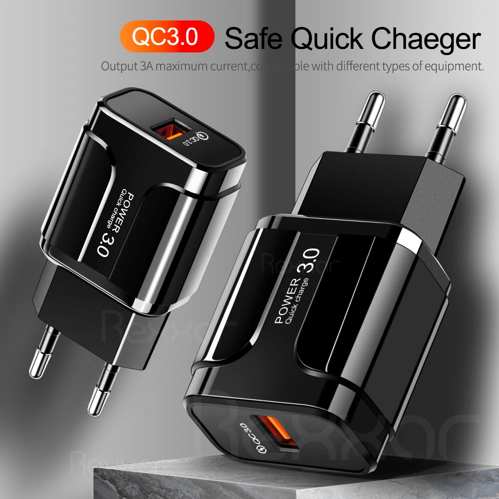Зарядное устройство Rexxar 18 Вт USB 3 0 быстрая зарядка для iPhone 11 Samsung A40 Xiaomi Huawei Mate