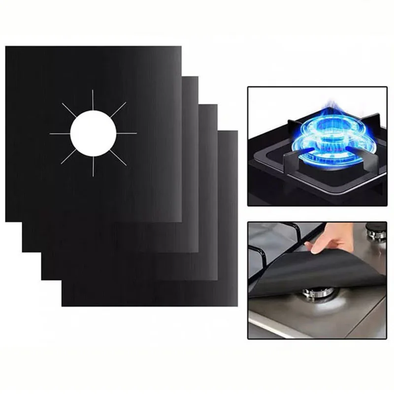 4 шт. защитное покрытие для газовой плиты многоразовые антипригарные газовые