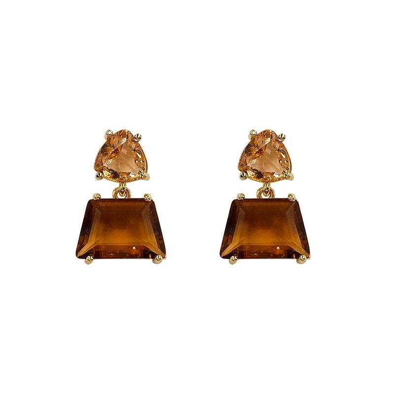 

Advanced geometric tawny Crystal Square Gold Earrings For Woman Korean Fashion Jewelry Goth Party Luxury Girls Cute Earrings