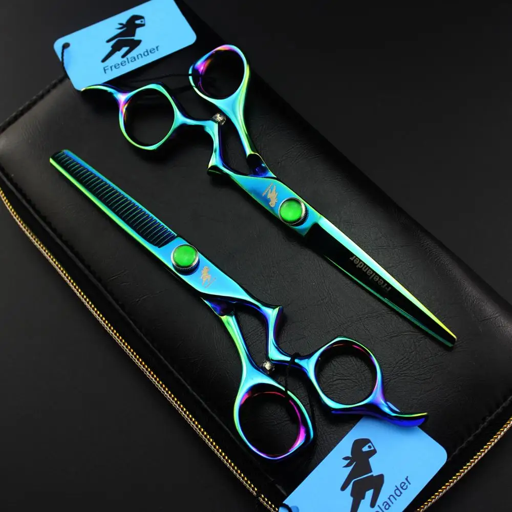 Ножницы Парикмахерские 6 дюймов зеленые с изогнутой ручкой | для волос