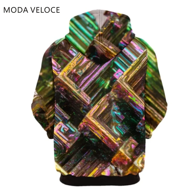 MODAVELOCE минеральный висмут камень Толстовка полиэстер с шерстью 3d печатных Кофты