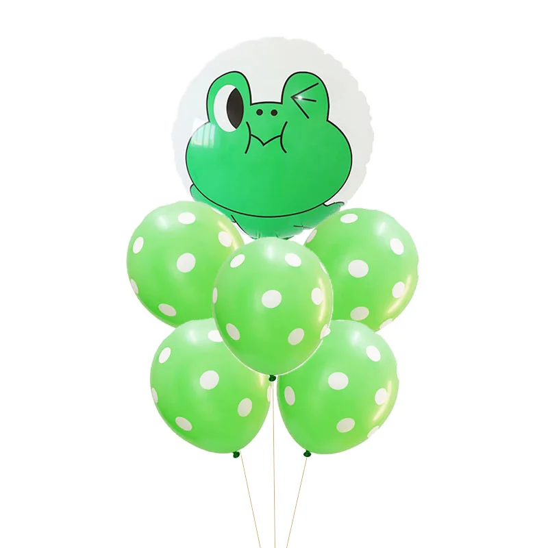 Green 6 шт./партия мультфильм лягушка утка животные воздушные латексные шары, гелий для детей подарок декор для вечеринки в честь Дня рождения животных на тему зоопарка поставки игрушки - Цвет: Green