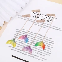 4pc colored fish tail bookmark metal pendant decor accessories book mark page folder student office school supplies stationery