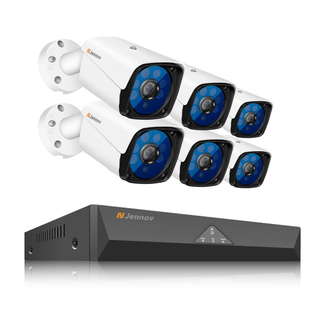 6 Pcs Cameras Jennov HD 5MP H.265 видеонаблюдение 8 камера s камера безопасности набор для видеонаблюдения наружная камера безопасности Система AHD камера DVR P2P - Цвет: 6 Pcs Cameras