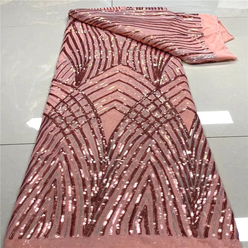 Latest Orange African Sequins Lace Fabric French Mesh Laces High Quality 2021 Nigerian For Party Sew J98-20 | Дом и сад