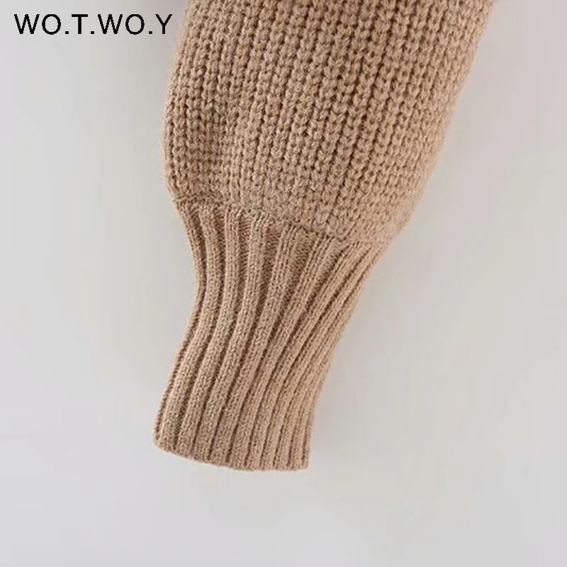 

WOTWOY Autumn Winter V-Neck Cashmere Sweater Women Loose Thick Long Sleeve Pullovers Female Casual Oversized Knitted Jumper