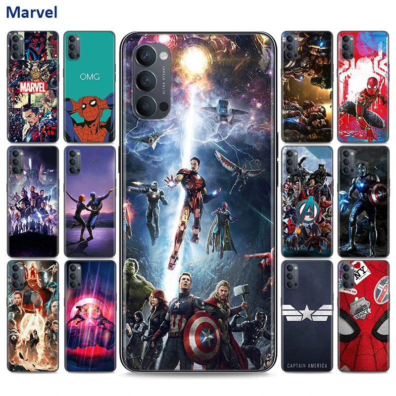 

Soft Black Silicone Cover Avenger Superhero Marvel For OPPO Reno 5 Pro 3 4 Lite F SE Z Pro 4G 5G Phone Case Shell