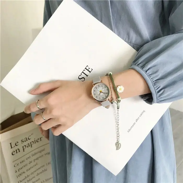 Часы женские кварцевые с хризантемой повседневные Модные Простые