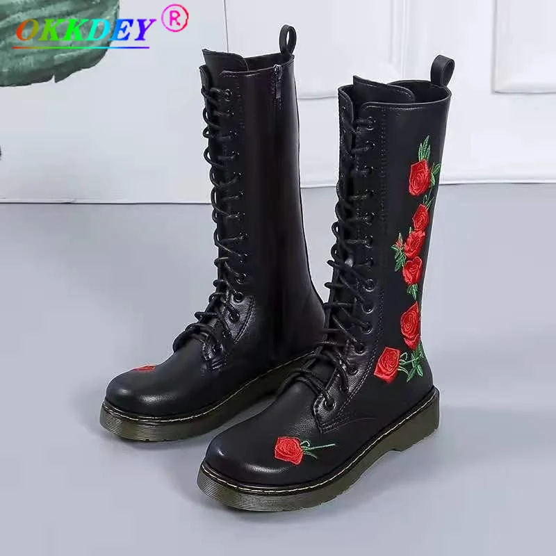 

2021 Autumn and Winter Rain Boots New Women's Shoes Knee-high Boots PU Thick-soled High Boots Retro Knight Boots Low-heel Botas