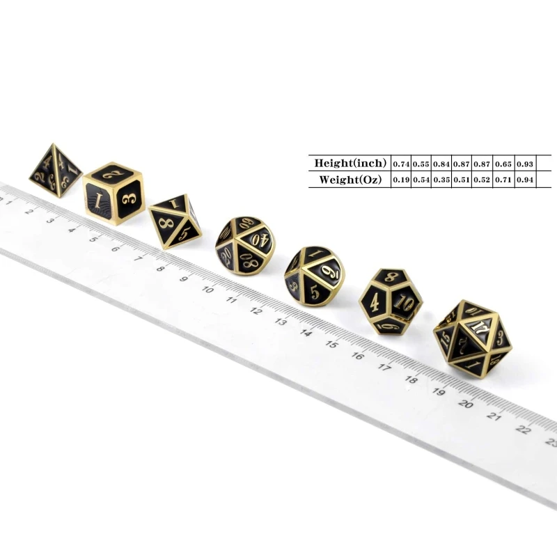 

Dragon Style Metal Dice Set,7 PCS Metallic Role-playing DND Game D&D Dice with Free Metal Case for D&D Game Role Playing