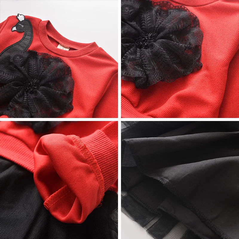 

Keelorn Girls Casual Dress Sweet Spring Children Costumes Long Sleeve Patchwork Mesh Dresses Kids Fall Clothes For 3-7Y Girl