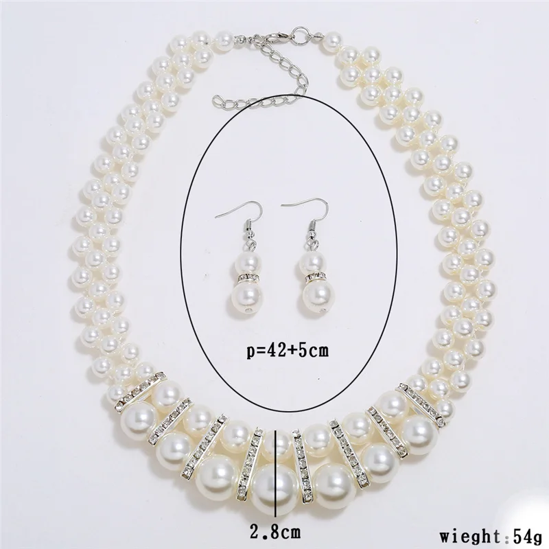 

New Jewelry Sets Pearls Simple Earring Choker Necklace Jewelry Set For Women Wedding Party Gift Fashion Bride Pearl Jewelry