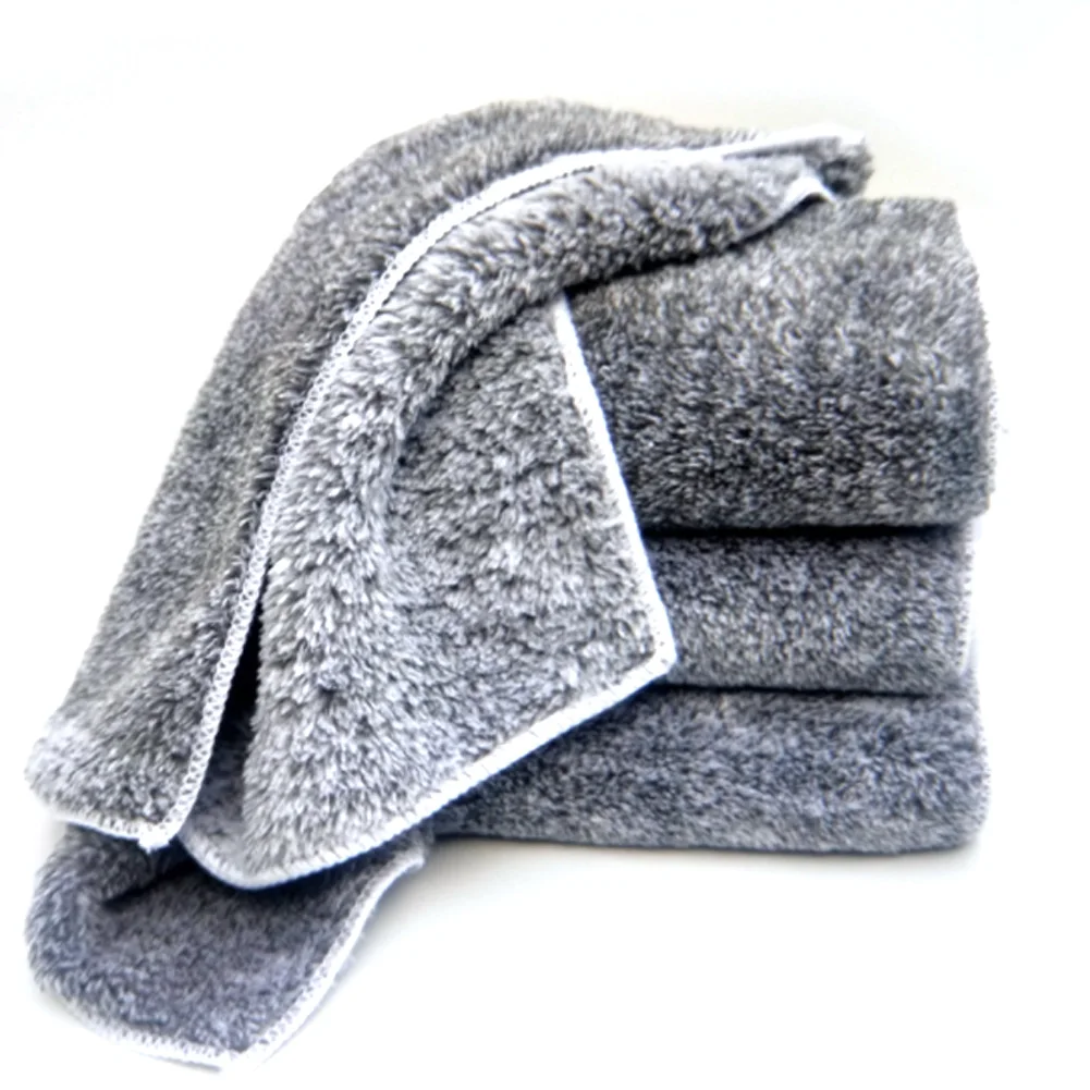 

Microfiber bamboo charcoal thickened super absorbent car wash towel dry and wet quick-drying waxing towel 40*40 scouring pad