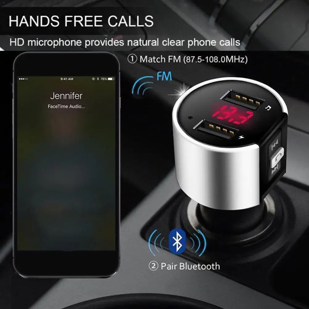 Bluetooth FM трансмиттер аудио модулятор двойной USB плеер комплект для вызова MP3