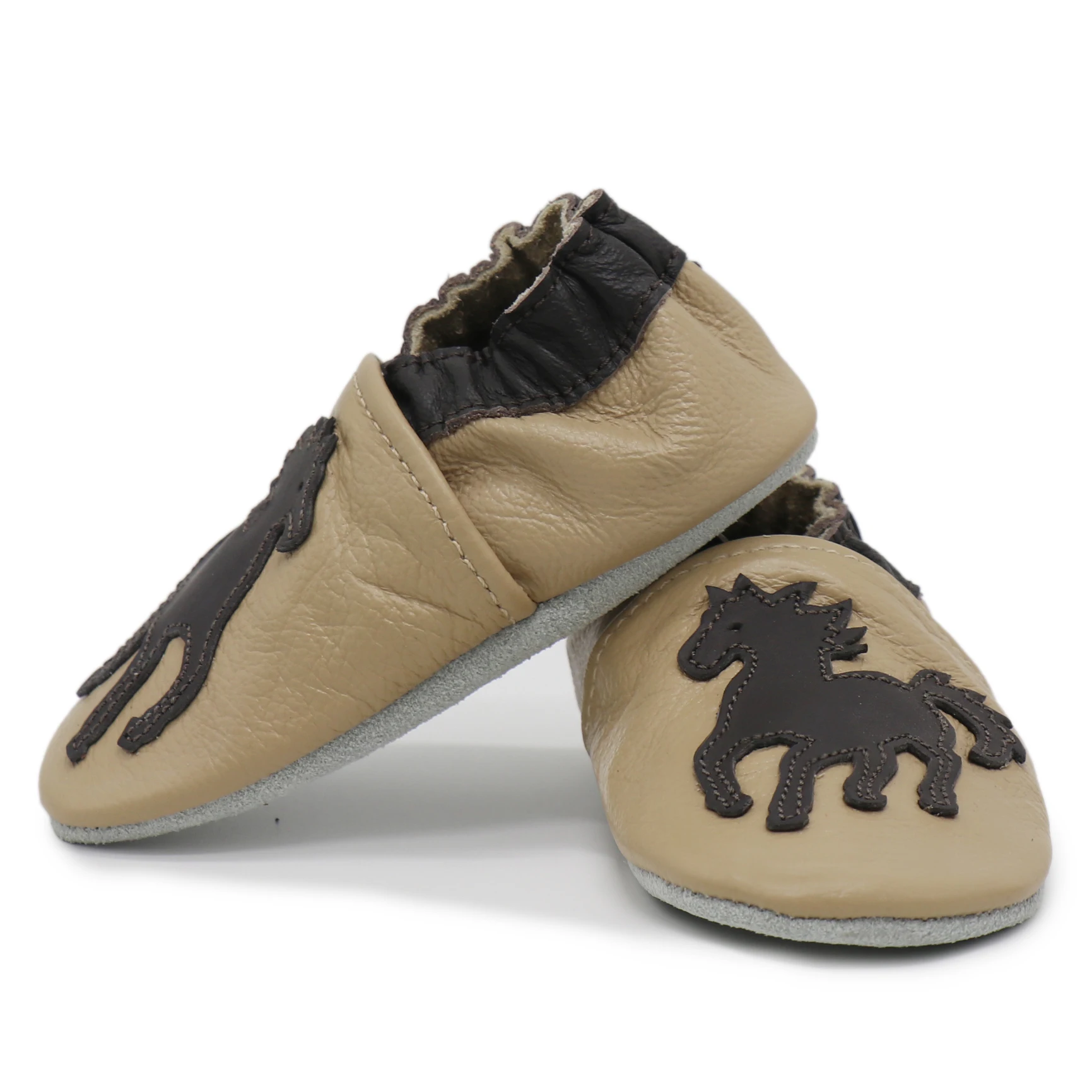 Shoeszoo/детская обувь из мягкой натуральной кожи для новорожденных мальчиков и девочек; нескользящая обувь для малышей от 0 до 24 месяцев - Цвет: horse tan
