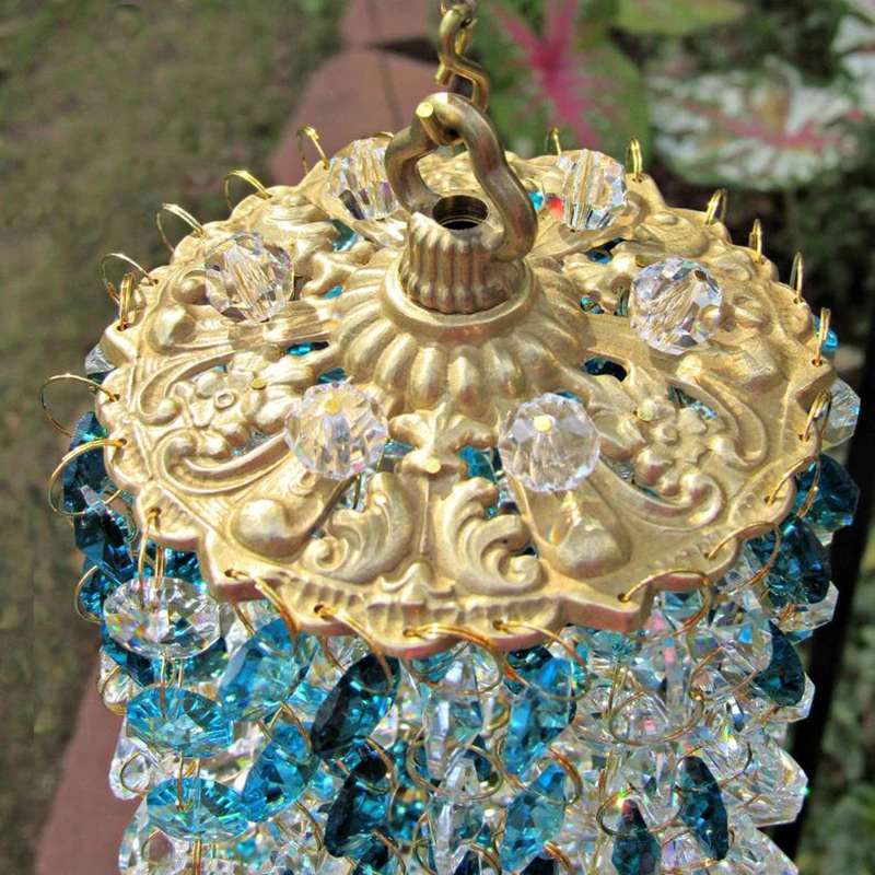 

Best Blue Aurora Crystal Wind Chimes Glass Suncatcher Hanging Ornament Home Garden Decoration BJStore