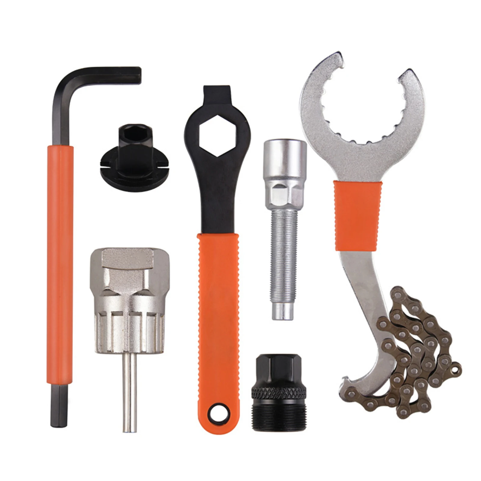 

7pcs Emergency Auxiliary Wrench Bike Tools Set Outdoor Cycling Portable With Chain Whip MTB Accessories Cassette Removal Durable