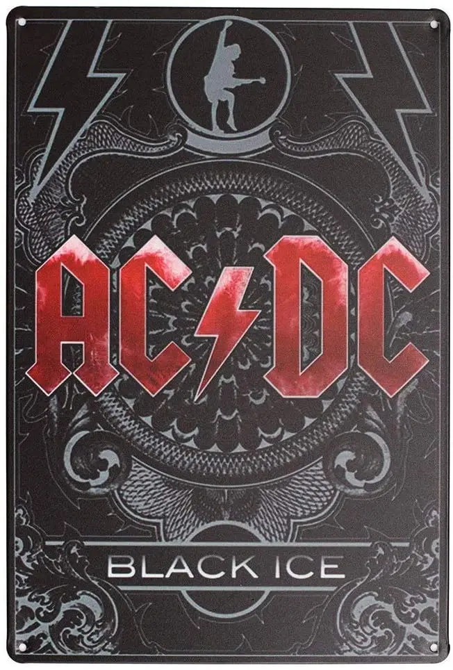 

Ac-dc Black Ice Tin Metal Sign Plaque Vintage Retro Iron Wall Warning Poster Decor for Bar Cafe Store Home Garage Office Hotel