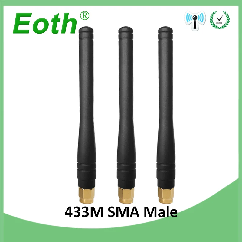 EOTH 10pcs 433mhz antenna 3dbi sma male lora antene pbx iot module lorawan signal receiver antena high gain