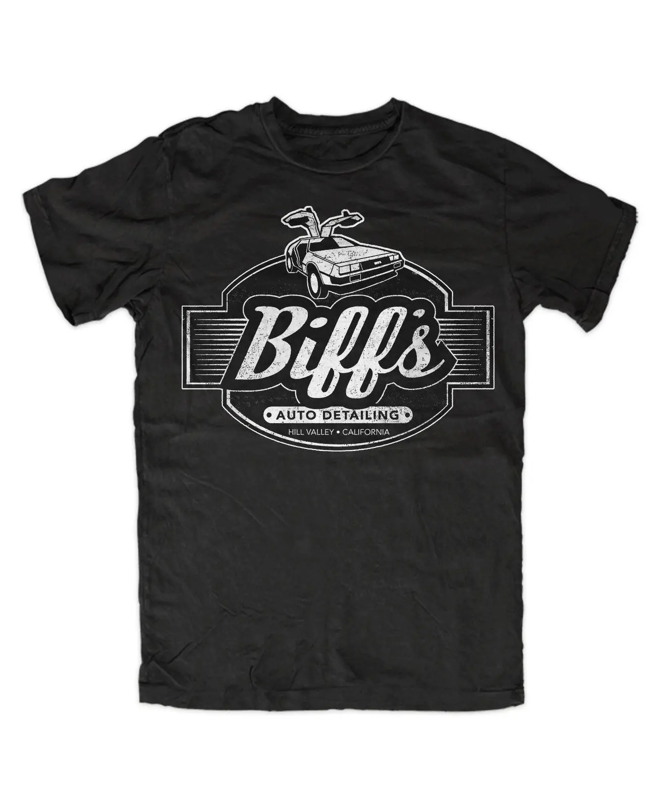 Biffs Garage t shirt DeLorean Back to the Future Mc Fly Doc коричневый летняя футболка с круглым вырезом